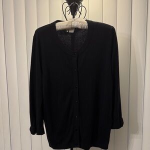 Kate Spade ♠️ Classic Bow Cuff Cardigan Black Size Large